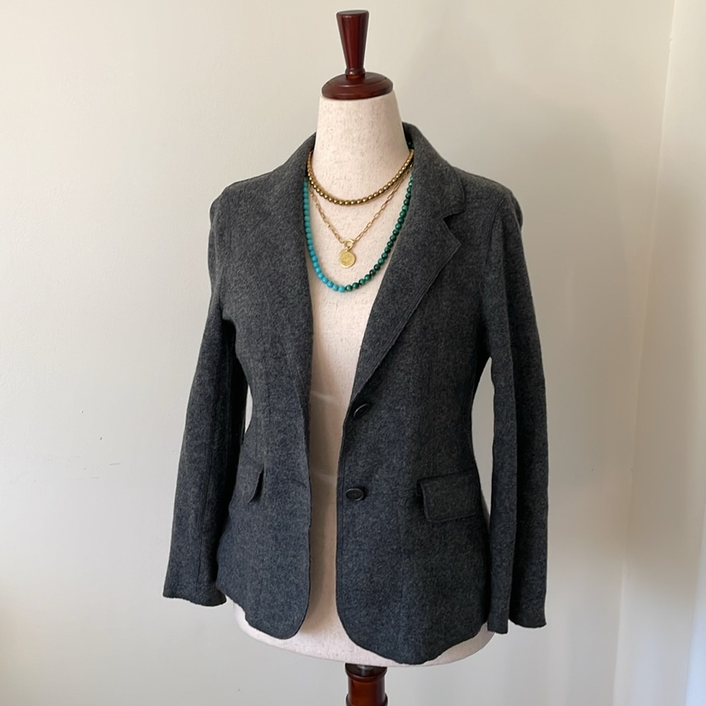 Talbots Wool Blazer - Grey - 10 Petite
